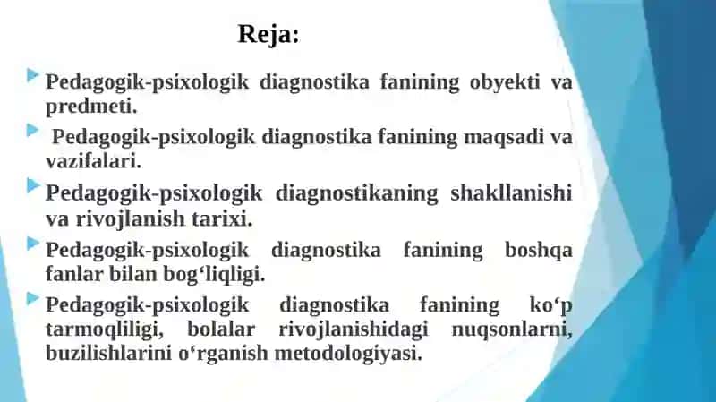 Pedagogik-psixologik diagnostika fanining maqsadi va vazifalari 2