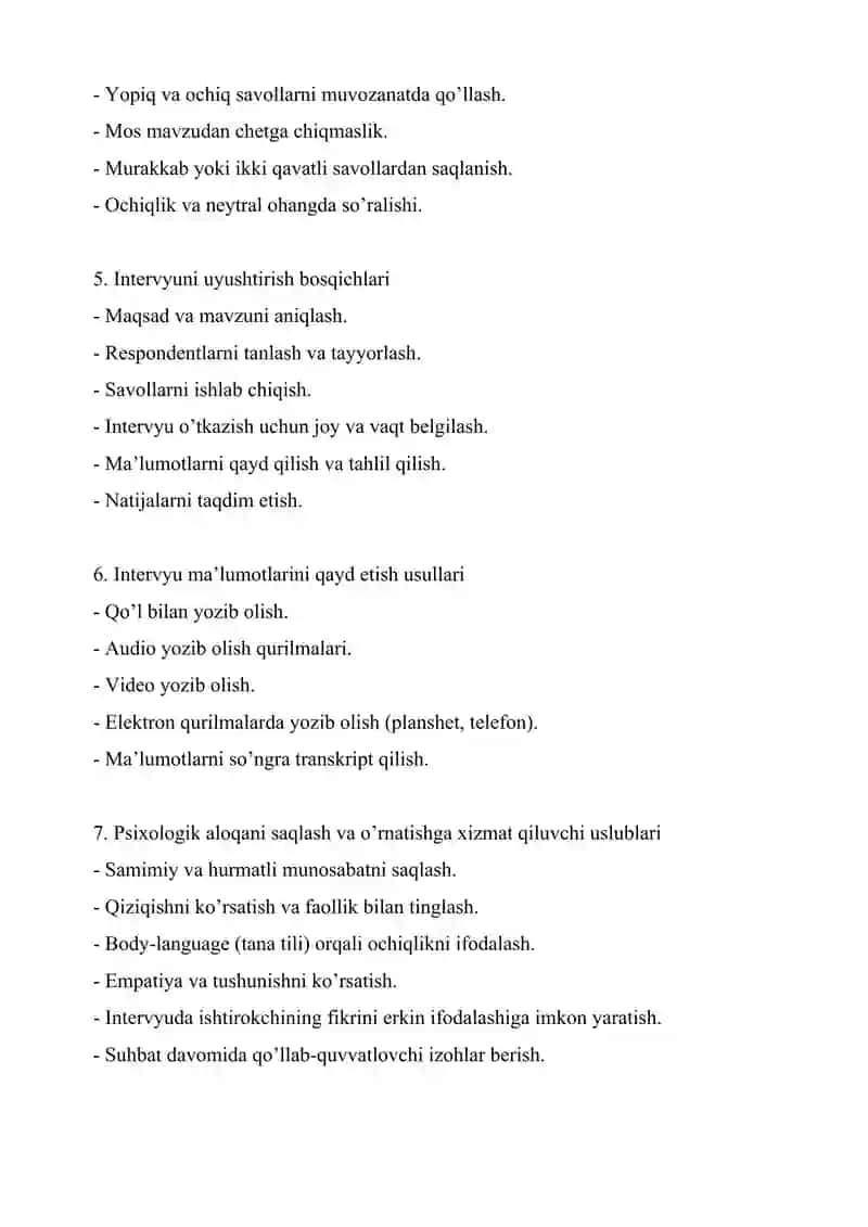 Intervyu metodining tadqiqotlarda qo’llanilishi 2