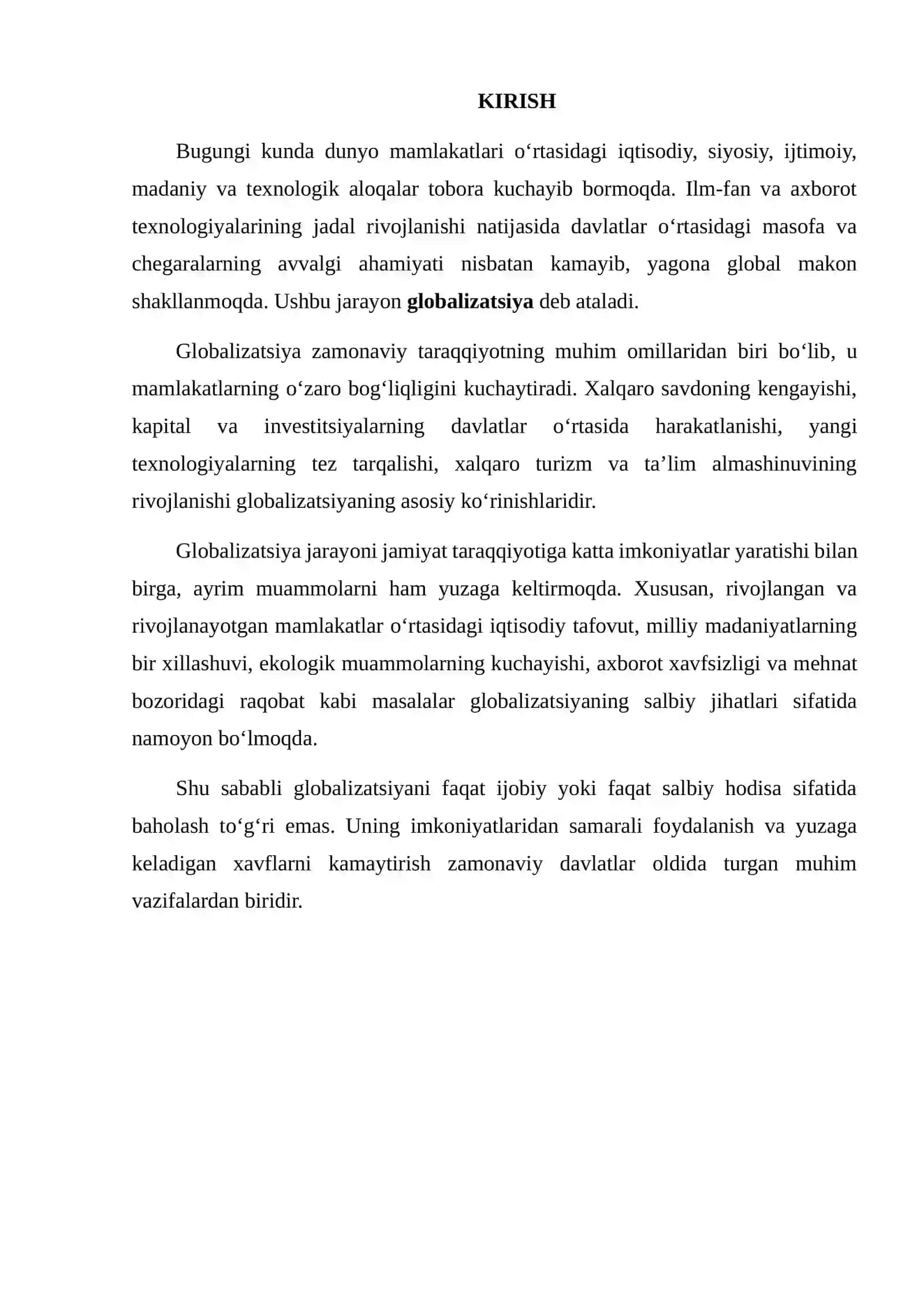GLOBALIZATSIYANING IJOBIY VA SALBIY JIHATLARINI TAHLIL QILISH 2