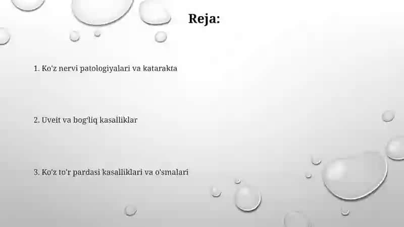 To'r parda oʻsmalari.Ko'ruv-nerv patalogiyalari 2