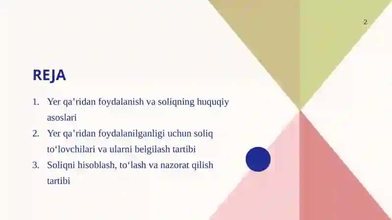 Yer qaridan Foydalanganlik uchun soliqning to’lovchilari tartibi 2