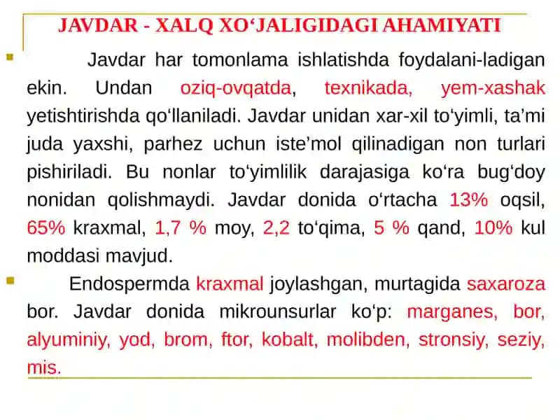 Javdarbiologiyasi va Yetishtirish Texnologiyasi 2