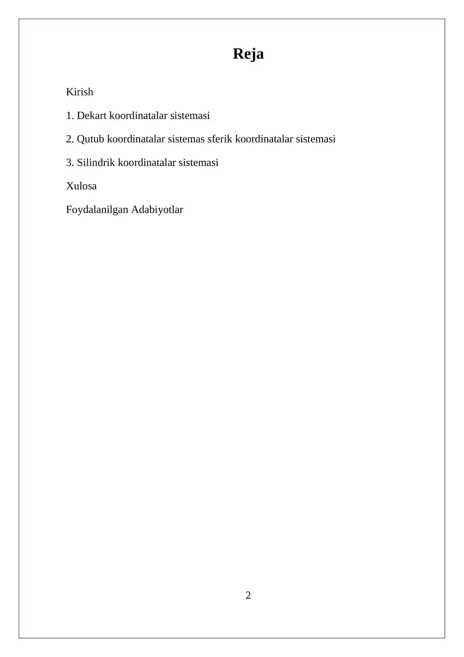 Dekart, Qutub, Silindrik Koordinatalar Sistemasi 2