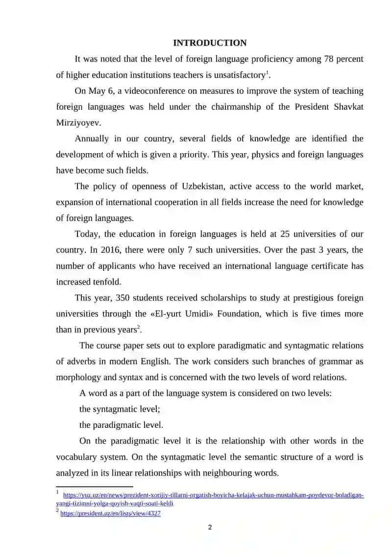 LINGUISTIC RELATIONS BETWEEN WORDS: PARADIGMATIC AND SYNTAGMATIC RELATIONS IN THE ENGLISH 2