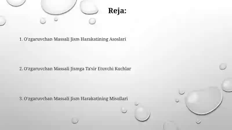 O'zgaruvchan Massali Jism Harakati 2