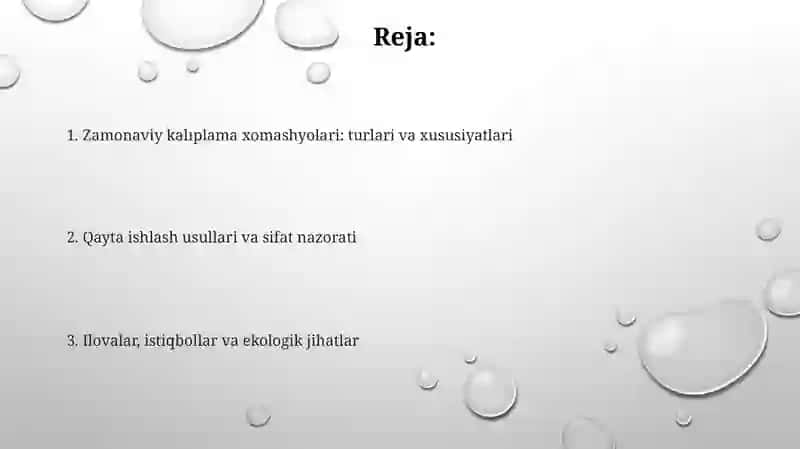 Zamonaviy qoliboluvchi xomashyolar 2