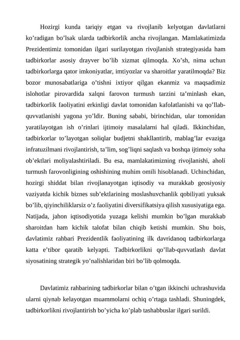 Tadbirkorlik faoliyatini tushunchasi va uning vazifalari 2