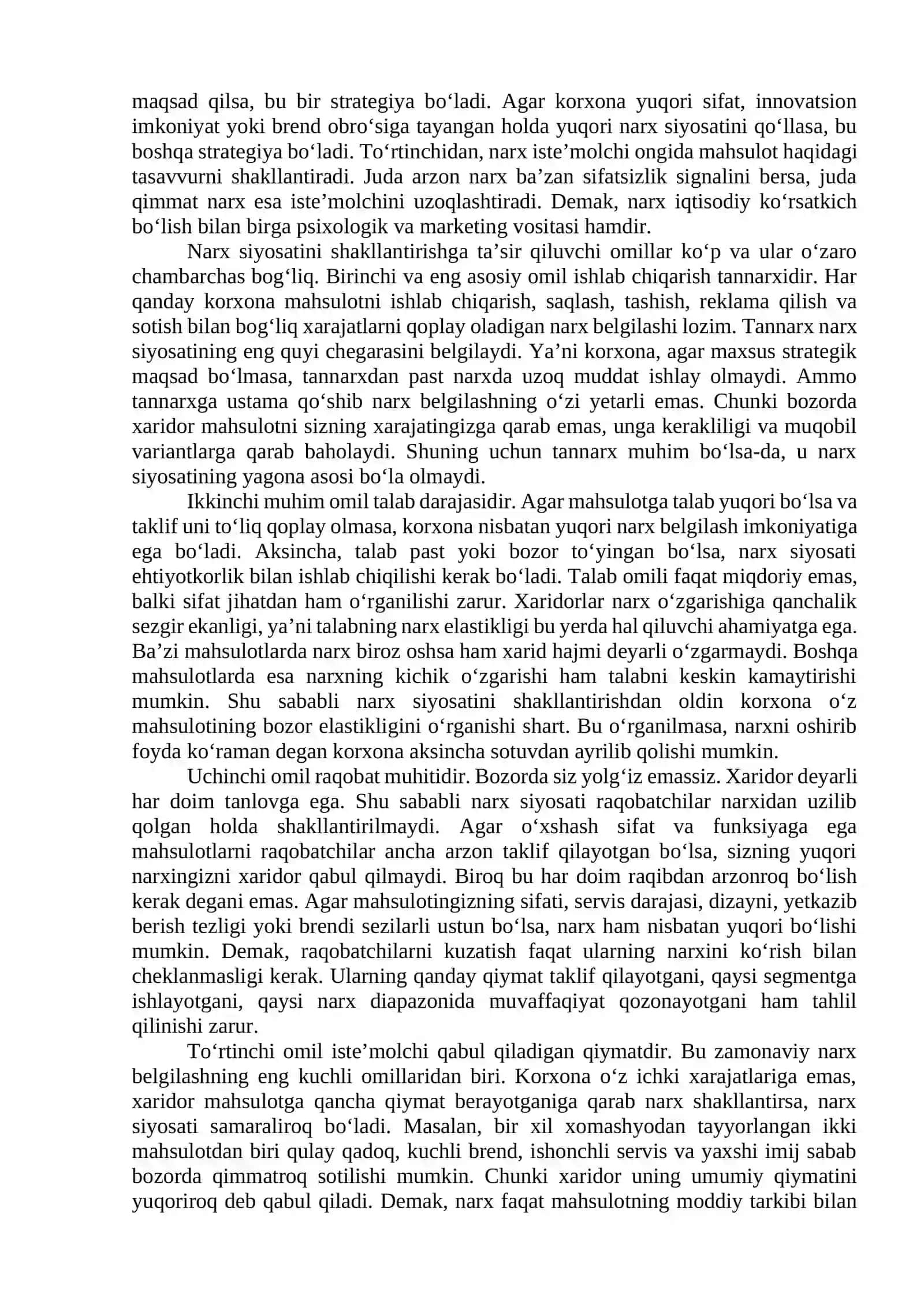 Narx siyosatini shakllantirish yo‘llari 2