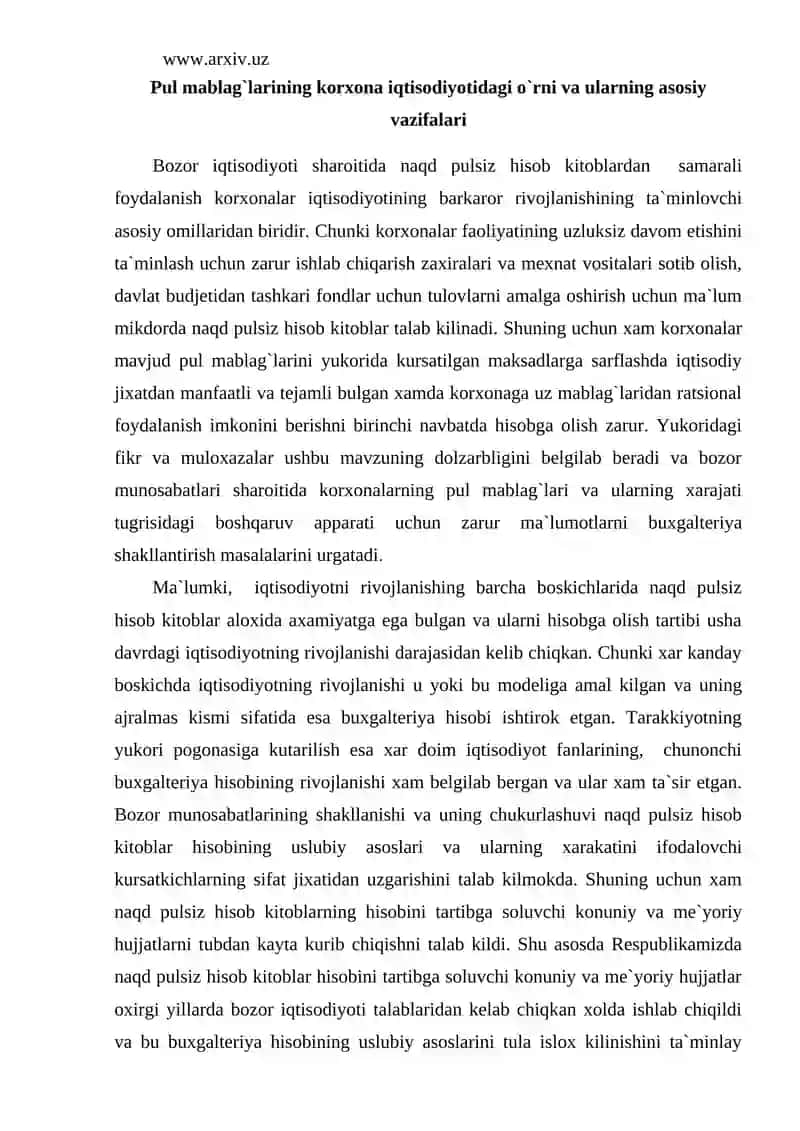 Pul mablag`larining hisobi 2