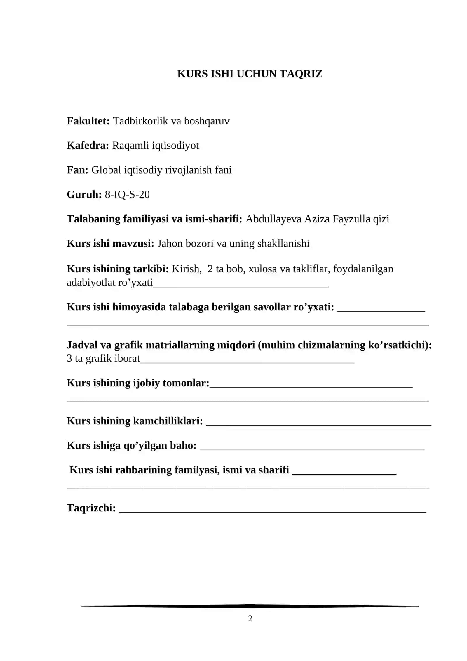 JAHON BOZORI VA UNING SHAKLLANISHI 2