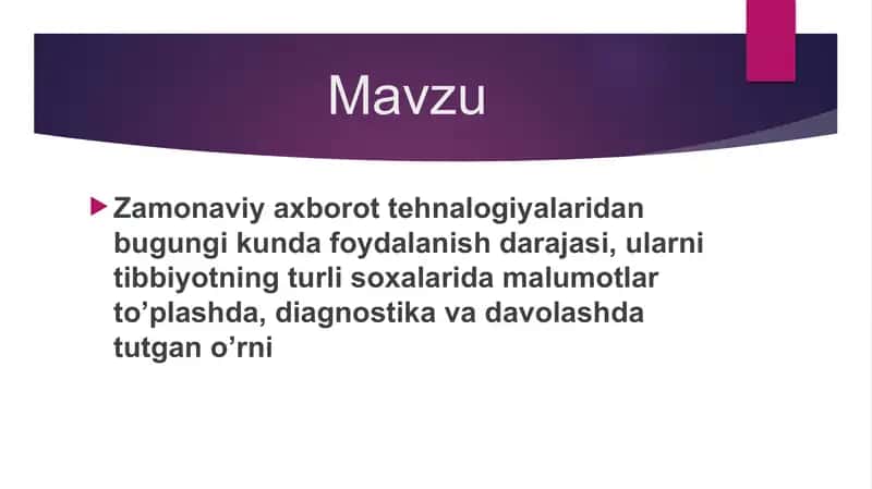 Zamonaviy axborot tehnologiyalari va ularning tibbiyot sohalarida qo'llanilishi 2