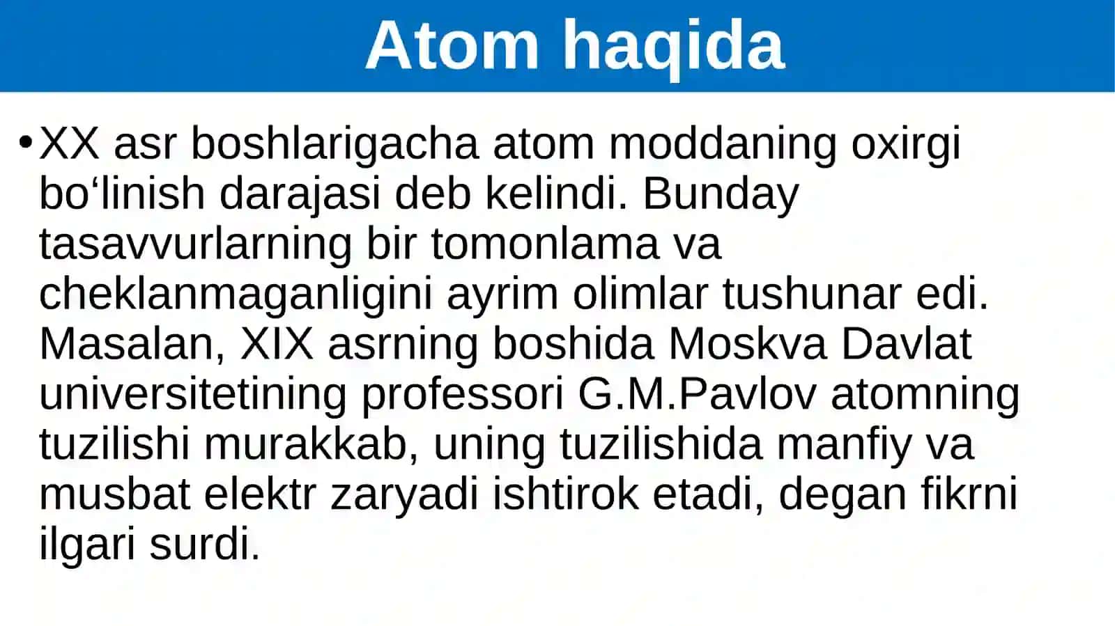 Atom tuzilishi. Atom tarkibidagi elektronlarni pog‘ona va pog‘onachalarga joylashishi. 2