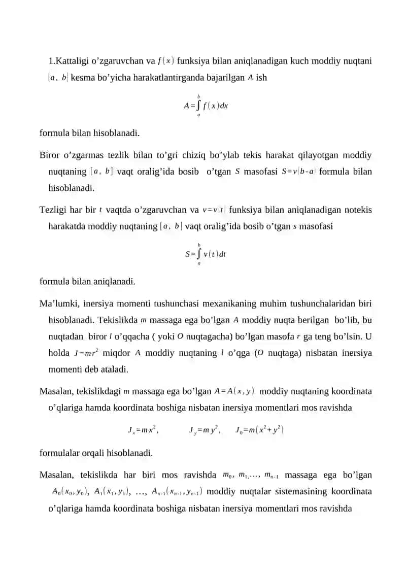 Aniq integral yordamida tekis figura va hajmlarni hisoblash 2