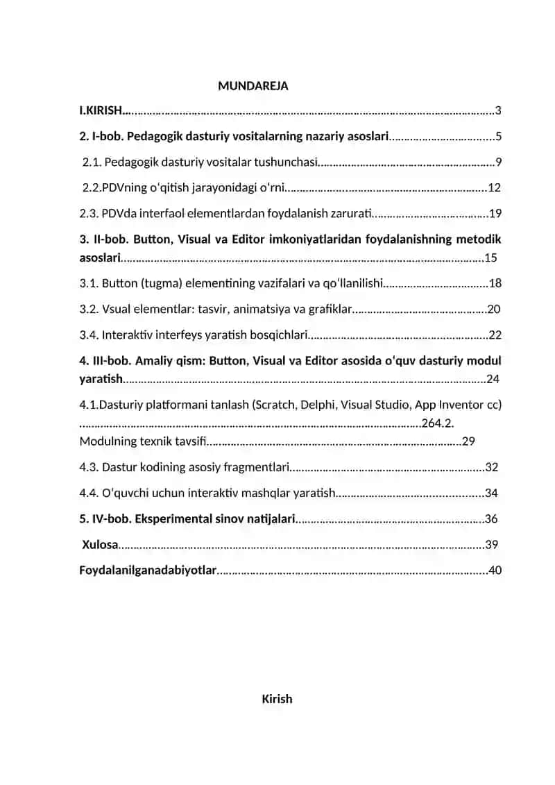 Pedagogik dasturiy vositalar yaratishda Button, Visual va Editor imkoniyatlaridan foydalanish 2