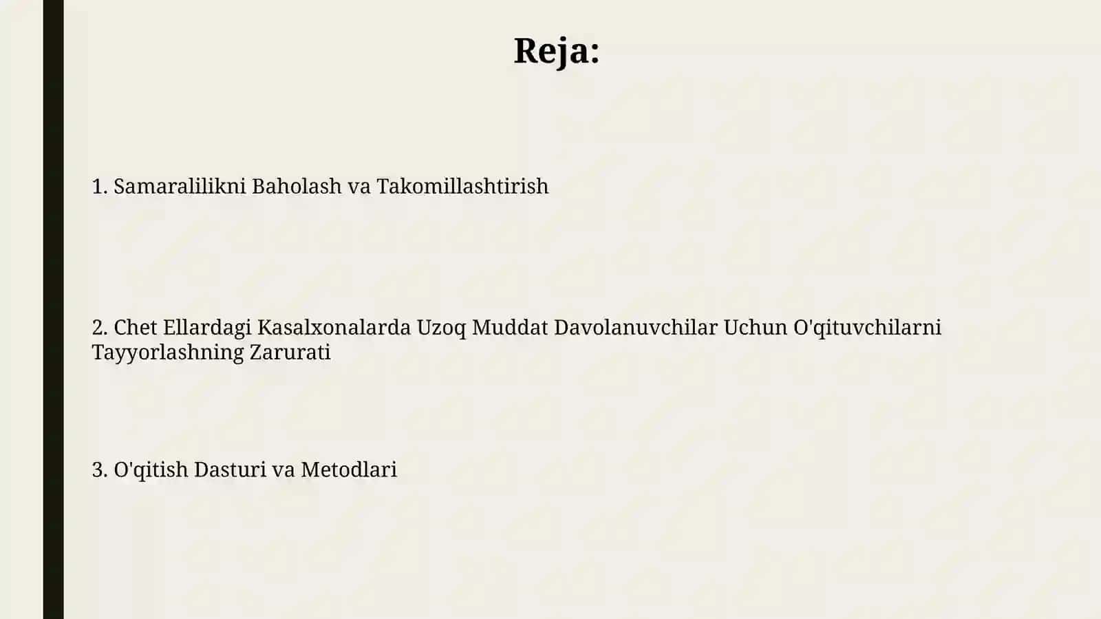 Chet ellardagi shifoxonada uzoq davolanuvchi maktab oʻqituvchilari taʼlimi 2