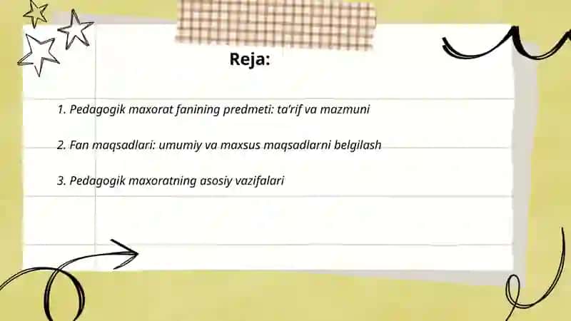 Pedagogik maxorat fanining predmeti, maqsadi va vazifalari 2