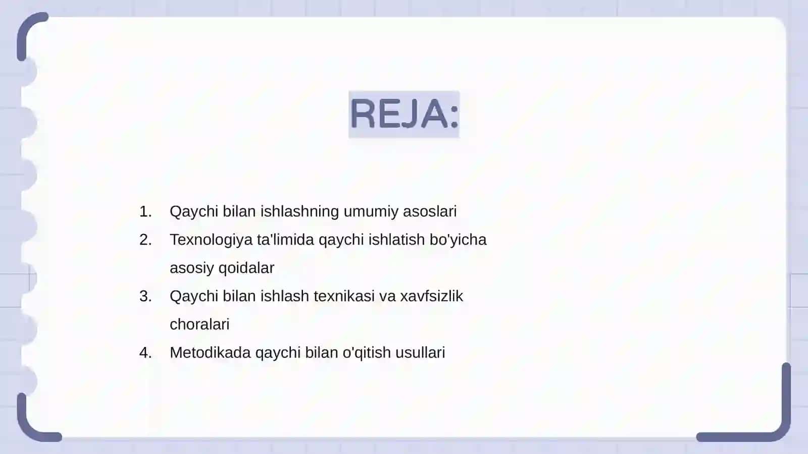 Texnologiya ta'limi nazariyasi va metodikasi fanidan 2