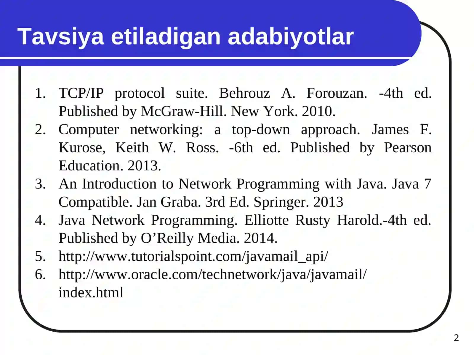 Tarmoqni dasturlashda SMTP, POP3, IMAP4  va MIME 2