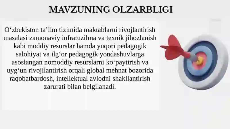 MAKTABNI RIVOJLANTIRISHDA MAVJUD MODDIY  VA NOMODDIY RESURSLARNI KO‘PAYTIRISH AMALIYOTI 2