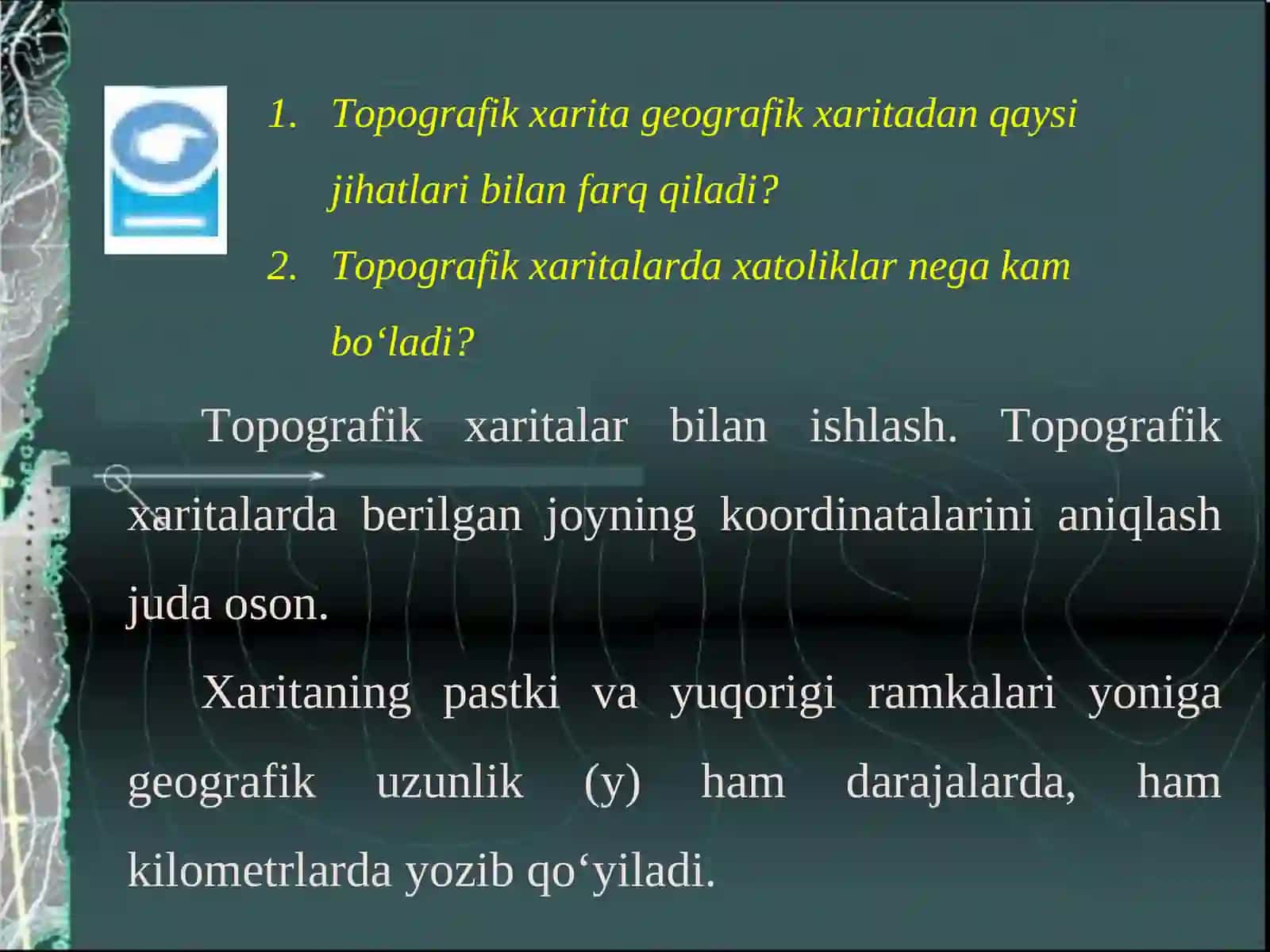 Topografik xaritalar va ularning ishlash prinsiplari 2