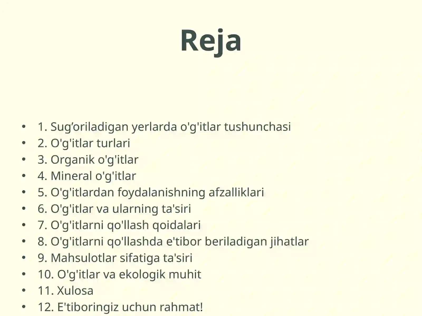 Sug’oriladigan yerlarda organik va mineral o’g'itlar 2