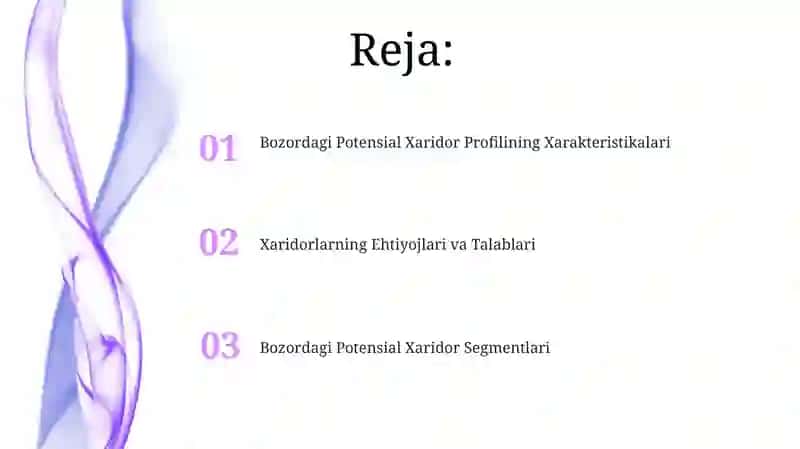 Bozordagi Potensial Xaridor Profilining Xarakteristikalari 2