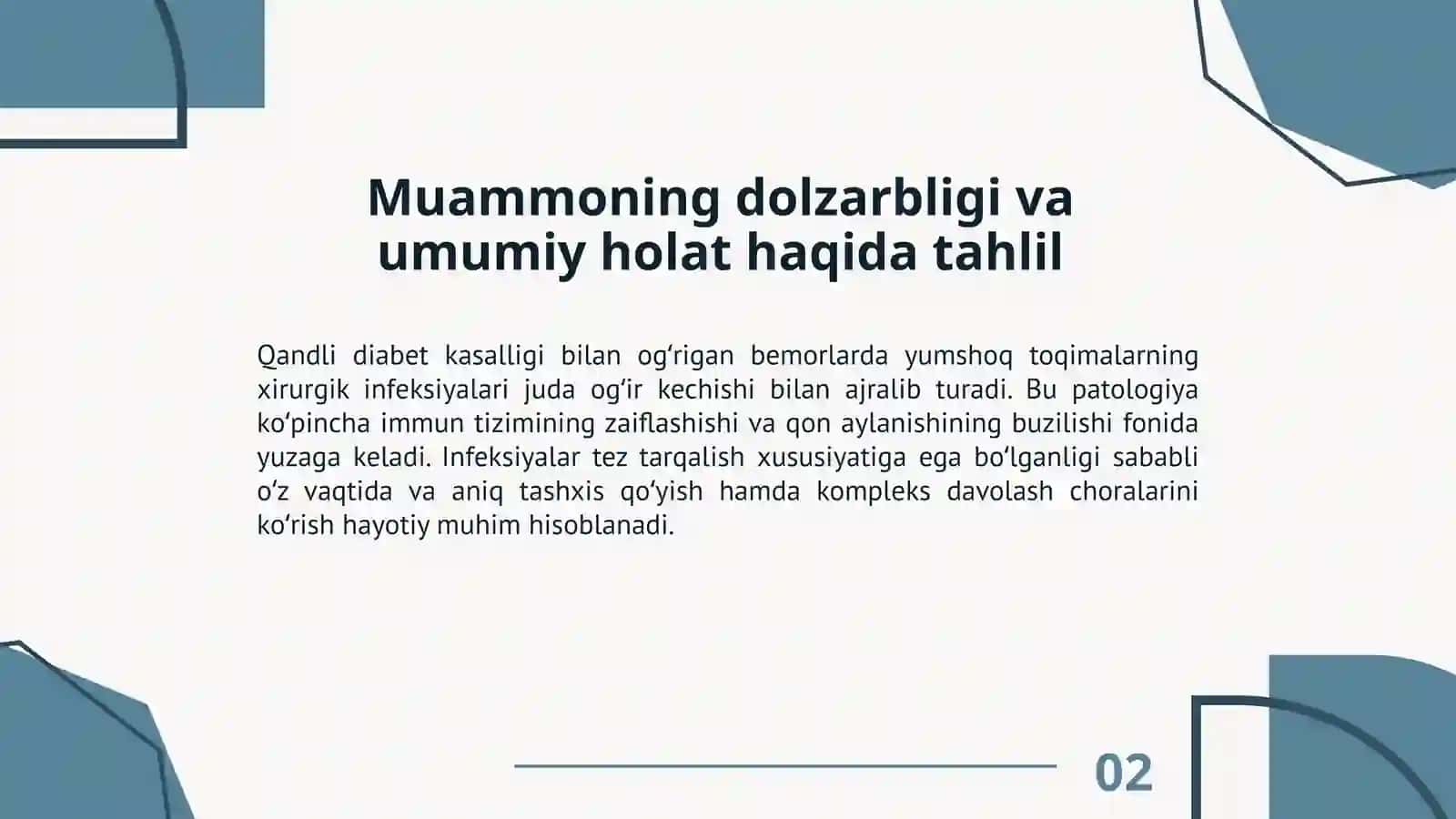 Yumshoq toqimalar xirurgik infeksiyasini zamonaviy davolash usullari 2