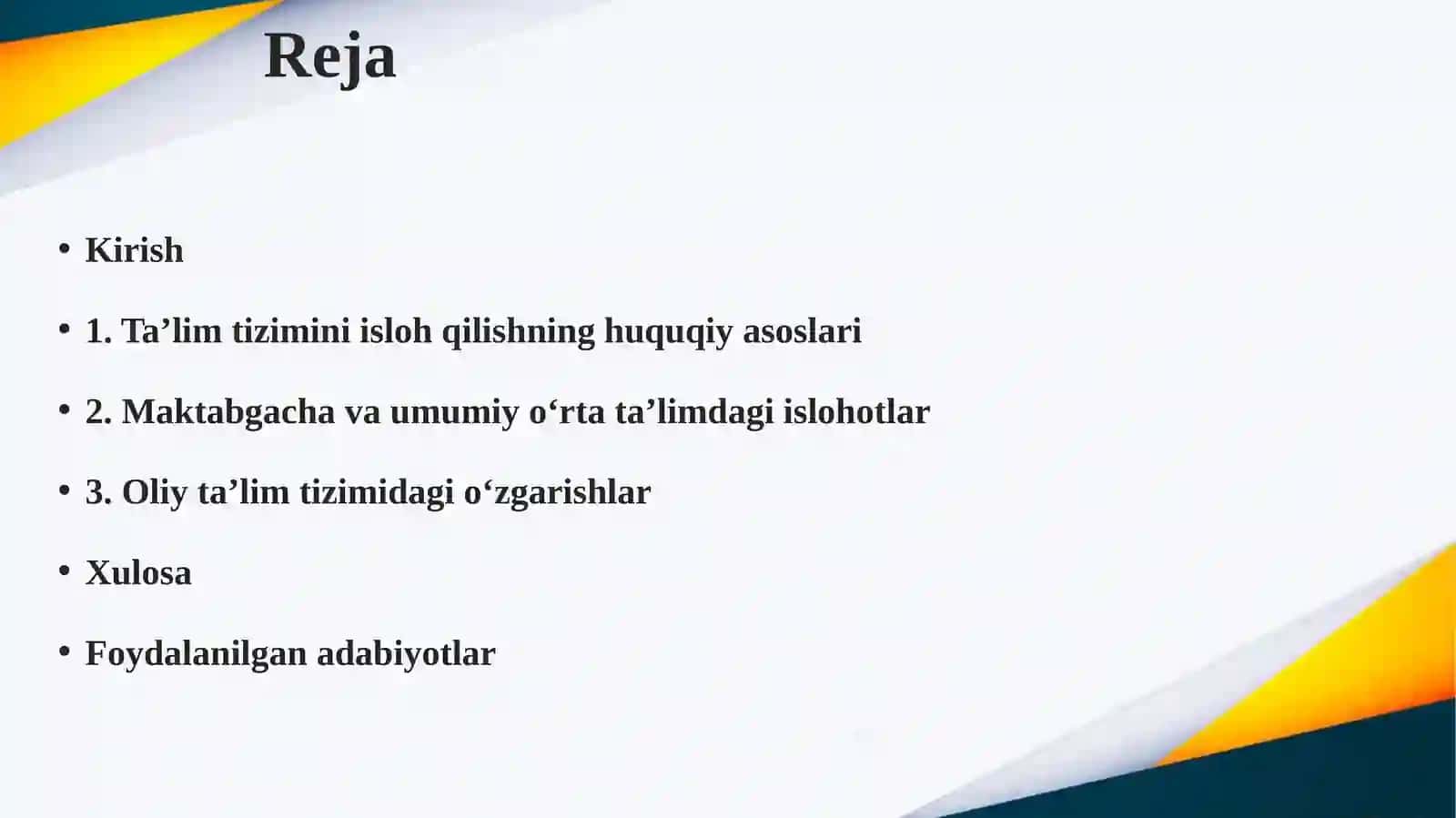 O‘zbekistonda ta’lim islohotlari 2
