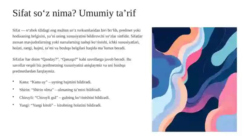 Sifat soʻz turkumini o‘rganishdagi leksik-semantik mashqlar 2