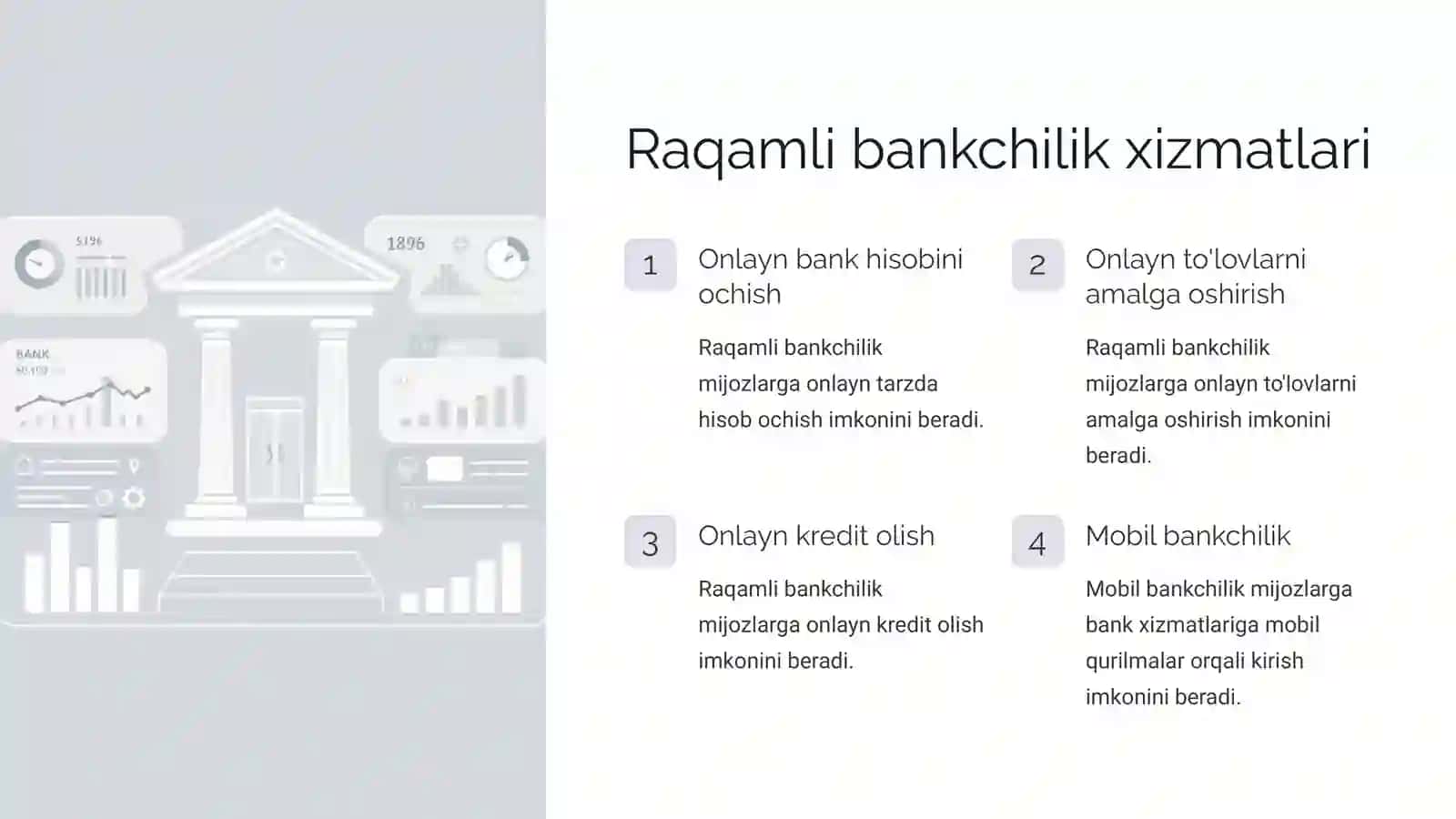 Zamonaviy sharoitda yangi bank xizmat turlari 2