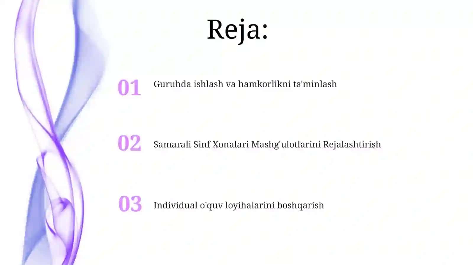 Samarali Sinf Xonalari Mashg'ulotlarini Rejalashtirish 2