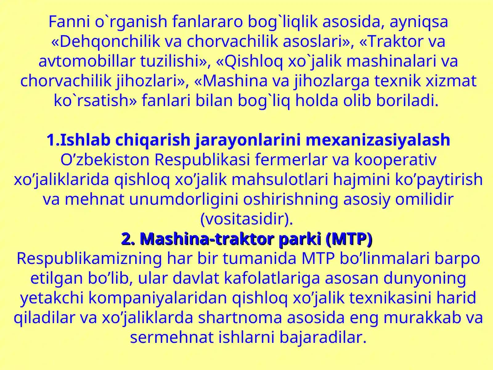 Qishloq xo’jalik agregatlarining energetika vositalari va tasnifi. Mashina-traktor agregatlarining foydalanish xossalari va ko’rsatkichlari 2
