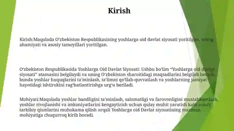 O'Zbekiston Respublikasida Yoshlarga Oid Davlat Siyosati Va Uning Mohiyati 2
