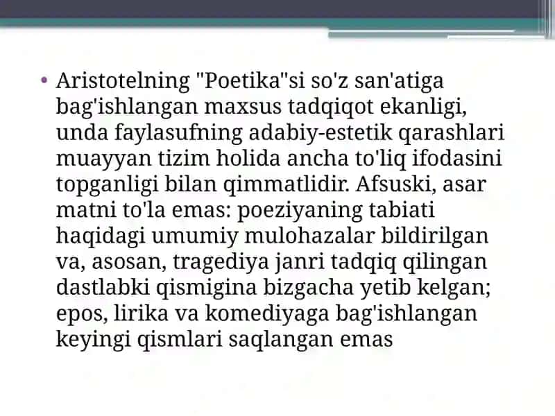 Aristotelning poetika asari 2