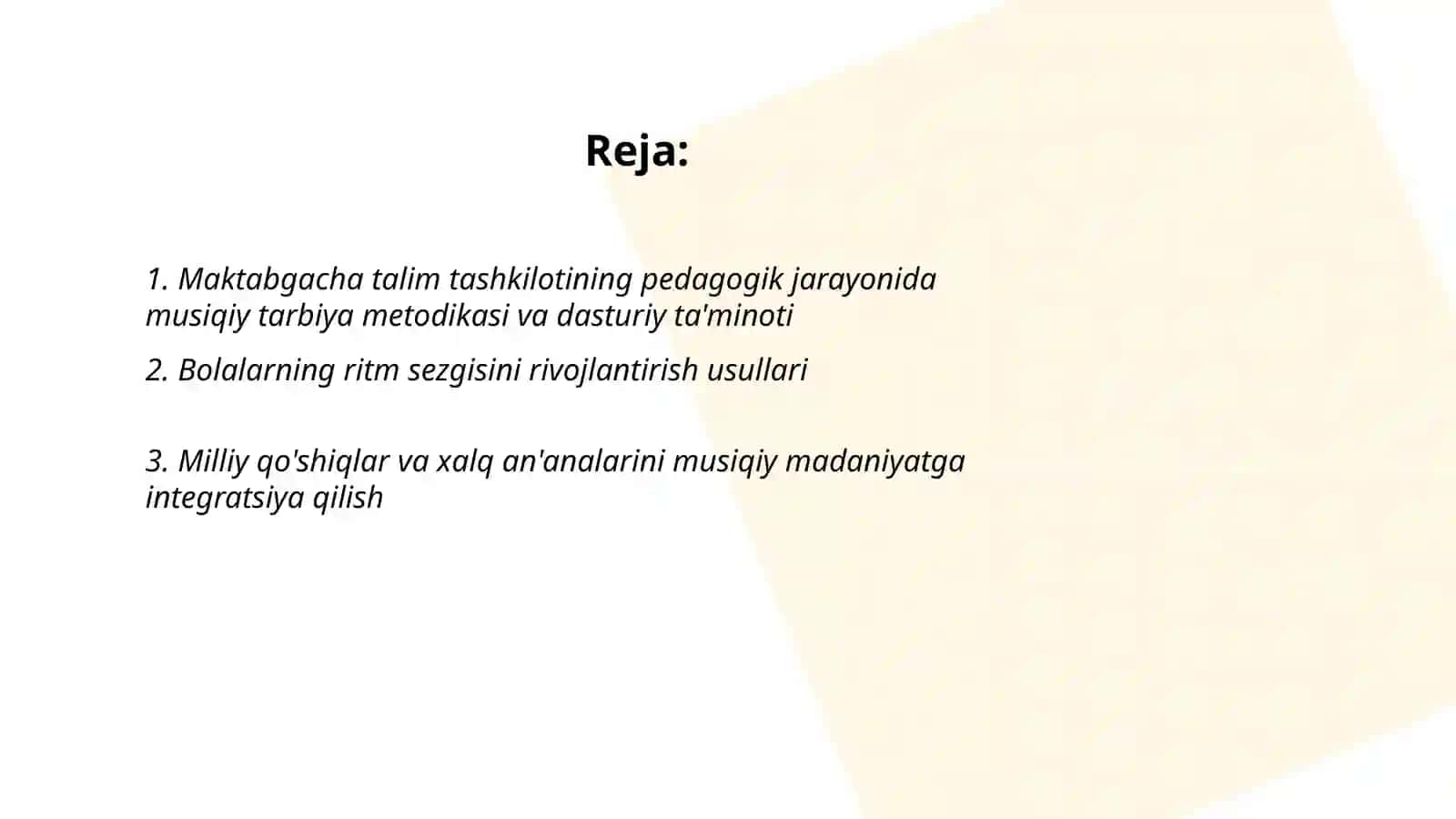 Maktabgacha talim tashkilotining pedagogik jarayonida bolalarning musiqiy madaniyatini shakllantirish 2