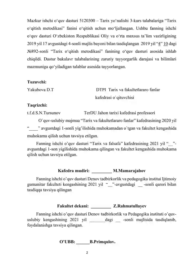 Tarix o‘qitish metodikasi 2