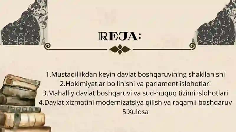 Oziq-ovqat texnologiyasi yo'nalishi K-39-25- guruh talabasi Maxkamova Asalning O'zbekistonning eng yangi tarixi fanidan tayyorlagan taqdimoti 2