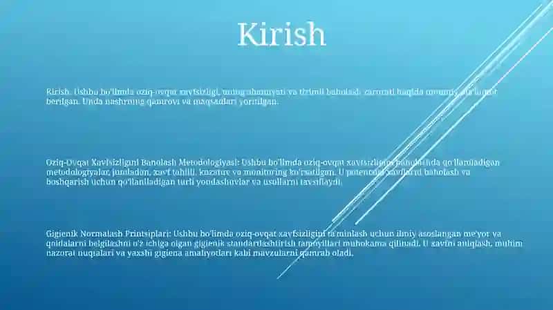 Oziq-Ovqat Xavfsizligini Baholash Metodologiyasi Vа Gigienik Normalash Printsiplari 2