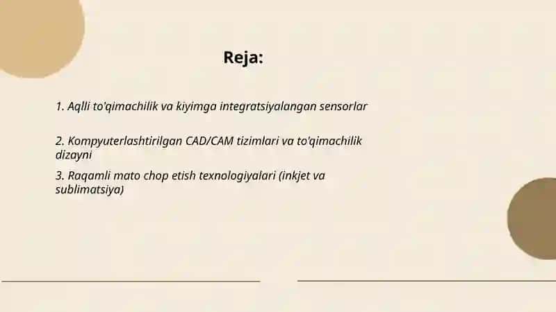 To'qimachilik sohasidagi ilg'or texnologiyalar va o'quv laboratoriyasiga o'rnatilgan uskunalar bilan tanishish. 2