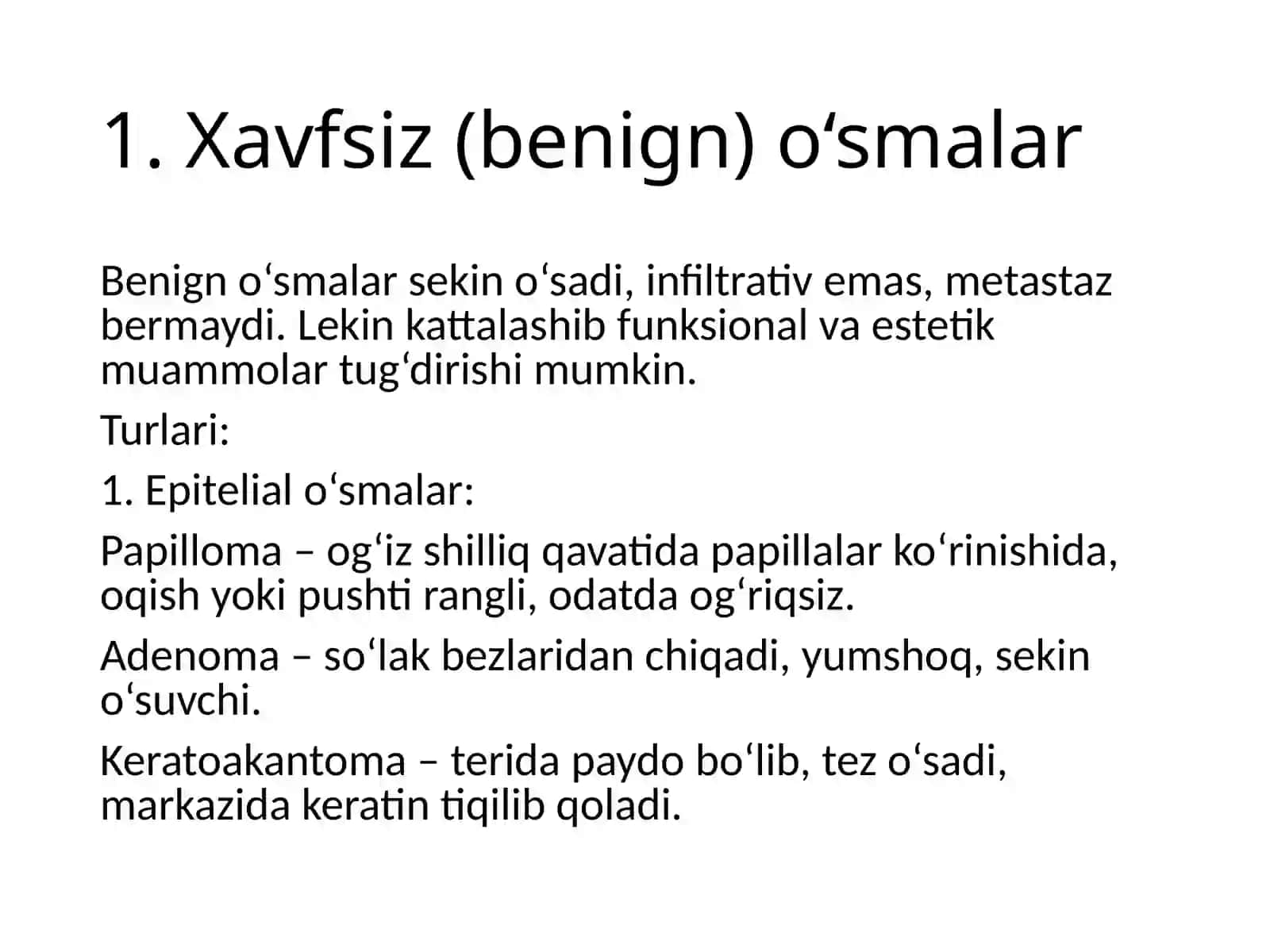 Yuz-jagʻ sohasining xavfli va xavfsiz oʻsmalari 2