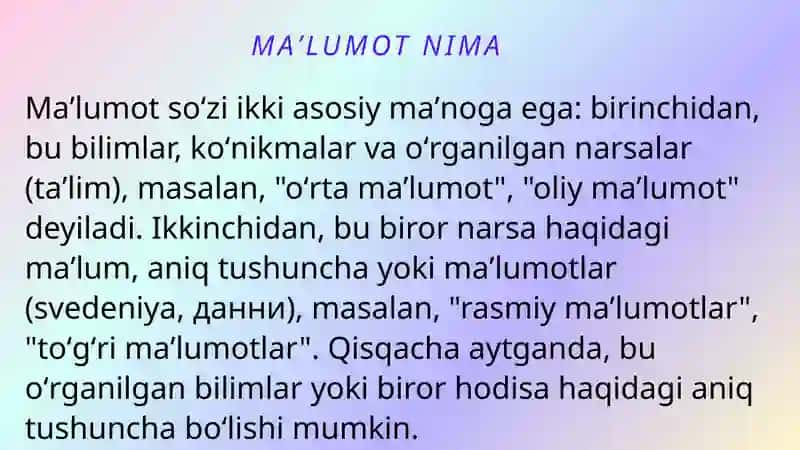 Maʼlumotlar bazasi haqida tushuncha 2