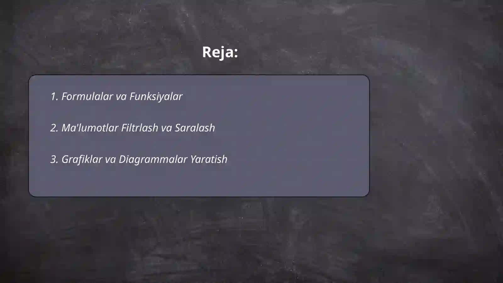 Excel elektron jadvallar bilan ishlashi 2