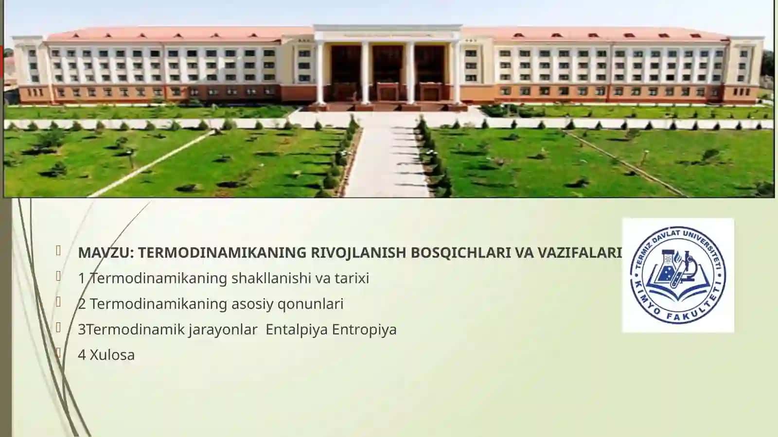 TERMODINAMIKA NING RIVOJLANISHI VA VAZIFALARI 2