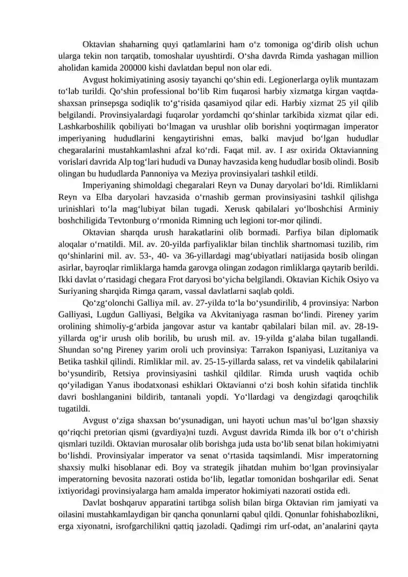 Ma’ruza. Imperiya davrida Rim davlati. 2