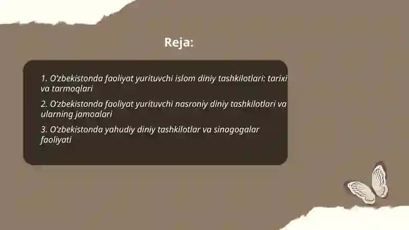 Oʻzbekistonda faoliyat yurituvchi islom diniy tashkilotlar: tarixi va tarmoqlari 2