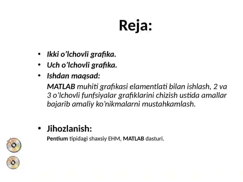 MATLAB DASTURIDA FUNKSIYALAR GRAFIKLARINI QURISH 2