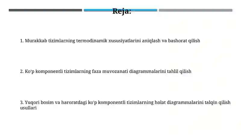 Yuqori bosim va haroratdagi ko'p komponentli tizimlarning holat diagrammalarini talqin qilish usullari 2