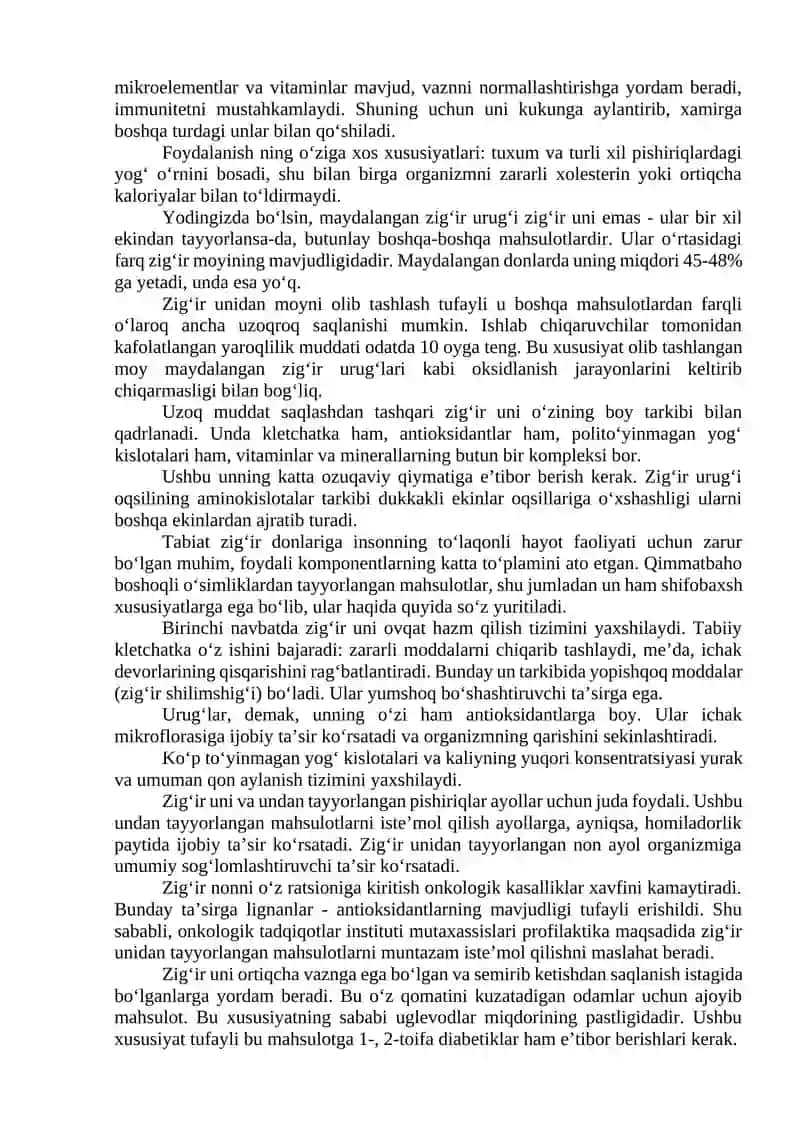 Oziq-ovqat mahsulotlarini ishlab chiqarish uchun noan’anaviy un turlari 2