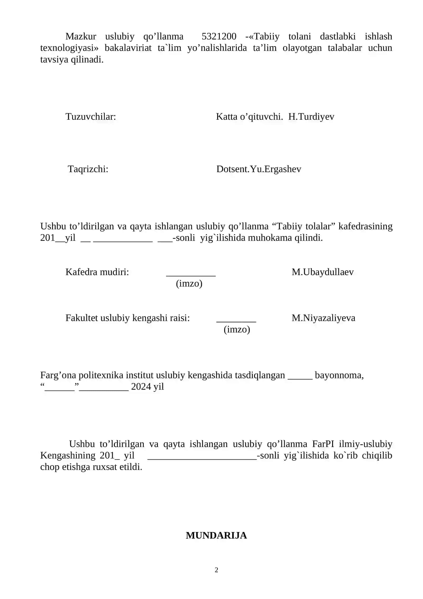 Tabiiy tolarni dastlabki ishlash texnologiyasi 2
