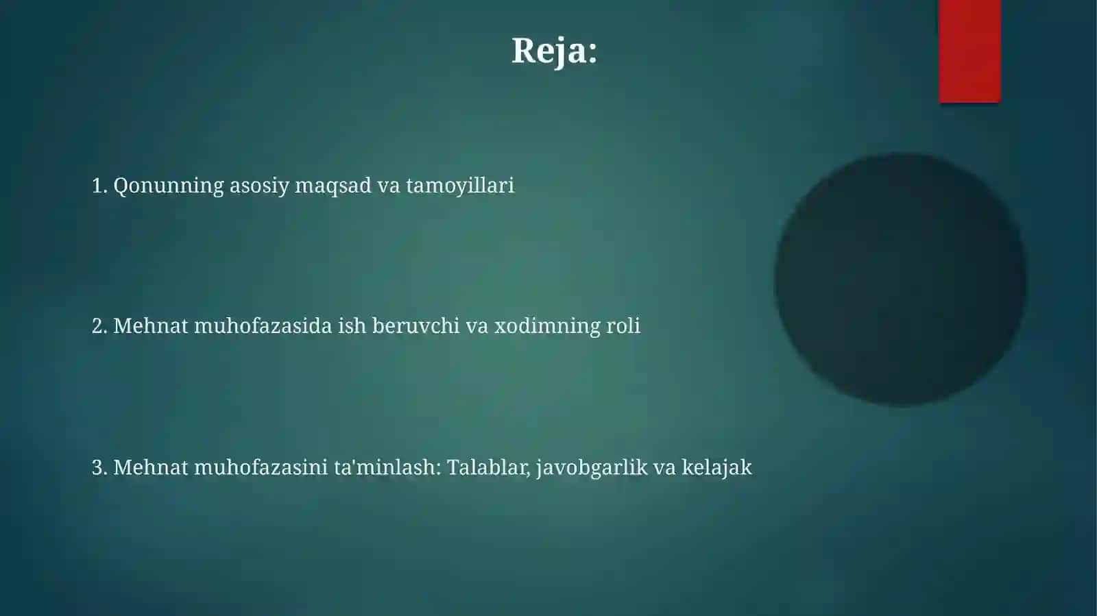 Oʻzbekiston Respublikasi "Mehnatni muhofaza qilish toʻgʻrisidagi" qonun mazmun va mahiyati 2